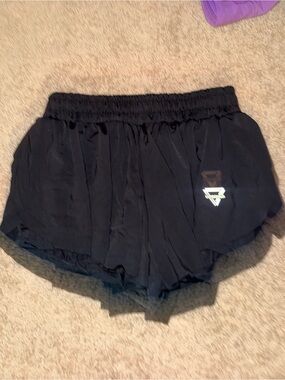 Black Women's Running flowy Shorts with Reflective Logo